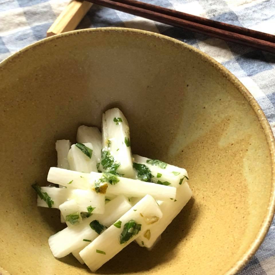 長芋と大葉の塩みかん和え